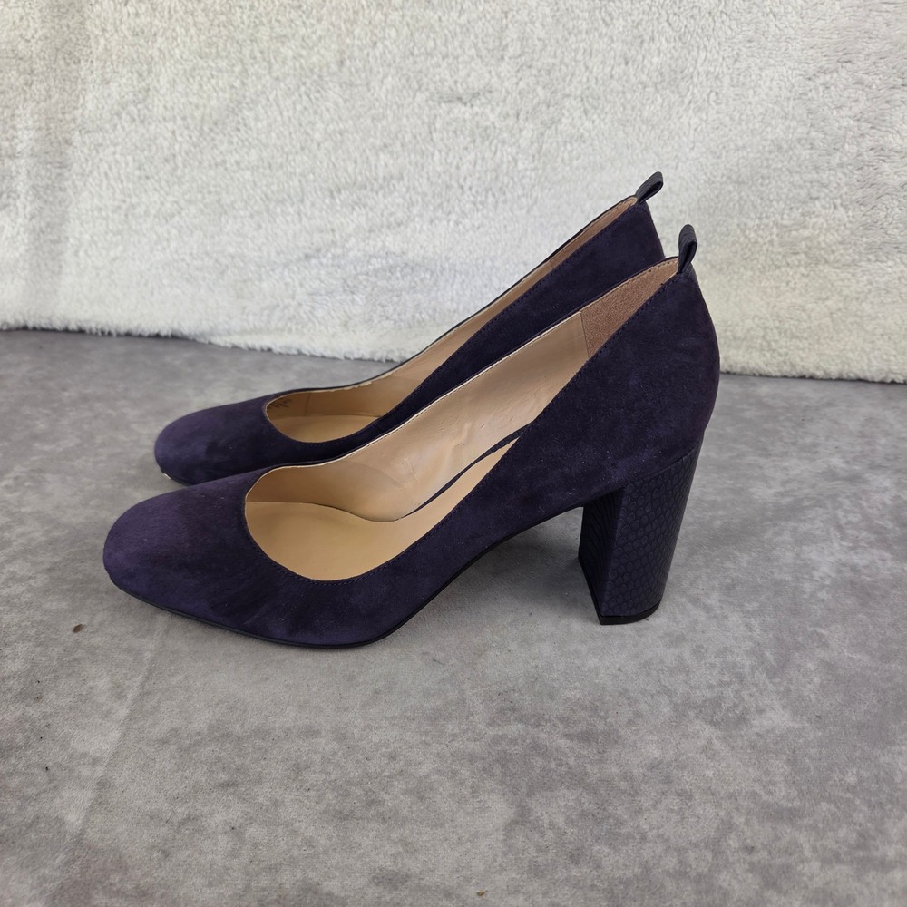 Franco Sarto Womens Purple Suede Block Heel Almond Toe Pumps L-INGALL Size 11M